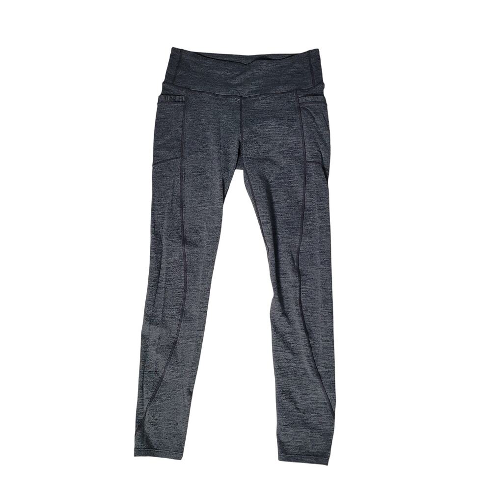 Athleta M Chaturanga Gray Crop Leggings Stretch Athletic Athleisure Pockets